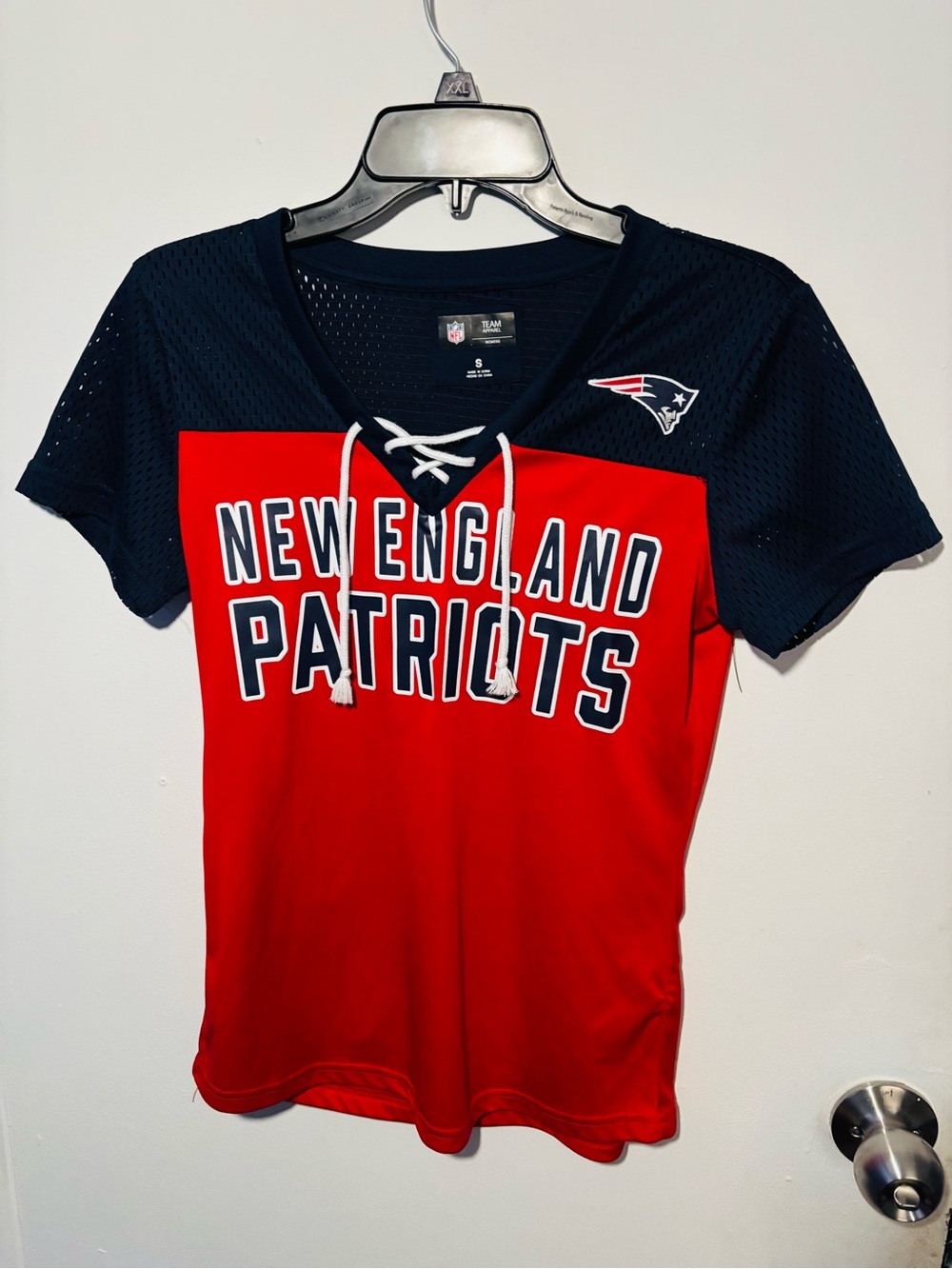 NFL New England Patriots Lace-Up Fan Jersey - Red & Navy